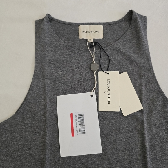 NWT LOULOU STUDIO Mahina Gray Pima Cotton Tank XS - Picture 6 of 9